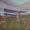 Umetnicka slika - Naziv slike Avion-Slikar Zoran Nastic-tehnika ulje na lesonitu-luks uramljena-Format slike sa ramom 61x81 cm-bez rama 45×65 cm-sertifikat-Cena slike 40120 dinara - izgled slike bez rama