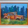 Umetnička slika Stari auto II slikar Ivan Vanja Milanović - tehnika ulje na platnu - format umetničke slike sa ramom 53x63 cm - bez rama 40x50 cm - Cena umetničke slike 15340 dinara - uramljena umetnička slika