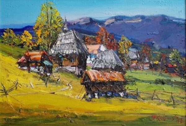 Umetnička slika Zlatibor 9 slikar Đorđe Stanić - tehnika ulje na platnu - format slike sa ramom 61x81 cm - bez rama 45x65 cm - Cena umetničke slike 41300 dinara - izgled slike bez rama