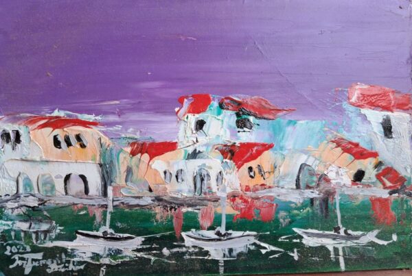 Umetnička slika Sicilija 1 slikar Duško Trifunović-tehnika ulje na platnu-format slike bez rama 19x28 cm - cena umetničke slike 11800 dinara - izgled slike bez rama