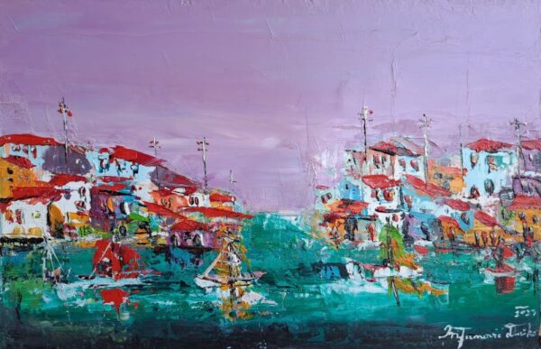 Umetnička slika Sicilija 6 slikar Duško Trifunović-tehnika ulje na platnu-format slike bez rama 40x60 cm - cena umetničke slike 23600 dinara - izgled slike bez rama