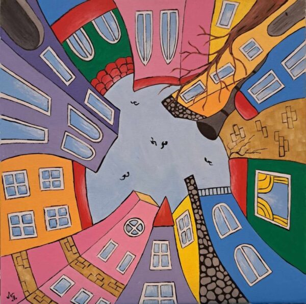 Umetnička slika Kvart slikarka Tijana Lazić-tehnika akril na platnu - format slike bez rama 30x30 cm - cena umetničke slike 5900 dinara - izgled slike bez rama