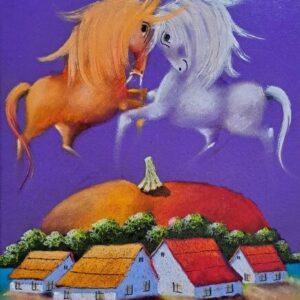 Umetnička slika Bundeva XV slikar Janoš Mesaroš - tehnika pastel i ulje - format slike sa ramom 71x61 cm - bez rama 50x40 cm - Cena umetničke slike 56640 dinara - izgled slike bez rama
