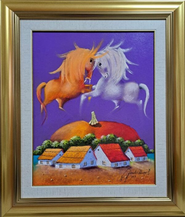 Umetnička slika Bundeva XV slikar Janoš Mesaroš - tehnika pastel i ulje - format slike sa ramom 71x61 cm - bez rama 50x40 cm - Cena umetničke slike 70800 dinara - izgled slike sa ramom