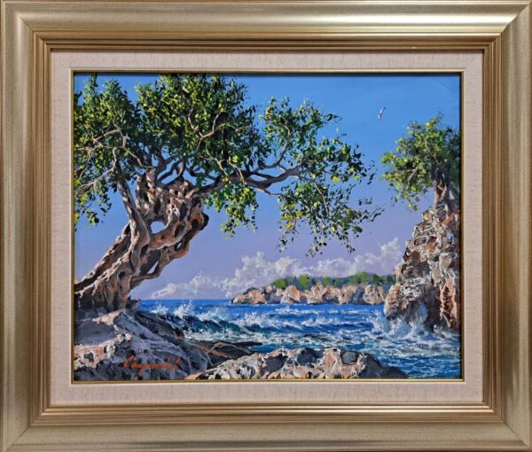 Umetnička slika More 2 slikar Staniša Stojković Nite - tehnika ulje na platnu - format slike sa ramom 59x69 cm - bez rama 40x50 cm - Cena umetničke slike 43660 dinara - izgled slike sa ramom