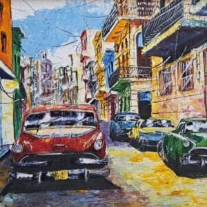 Umetnička slika Havana - Kuba 3 slikar Niovel Viera - tehnika ulje na platnu - format slike sa ramom 59x74 cm - bez rama 44x59 cm - Cena umetničke slike 35400 dinara - izgled slike bez rama