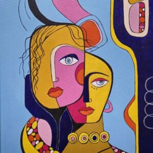 Umetnička slika Ogrlica slikarka Tijana Lazić - tehnika akril na platnu - format slike sa ramom 60x50 cm - bez rama 50x40 cm - Cena umetničke slike 11800 dinara - izgled slike bez rama