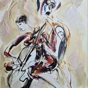 Umetnička slika Duet 3 slikar Dušan Rajšić – tehnika akril na platnu – format slike sa ramom 56×41 cm – bez rama 50×35 cm – Cena umetničke slike 15.340 dinara – uz sertifikat – izgled slike bez rama