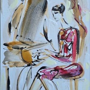 Umetnička slika Duet 4 slikar Dušan Rajšić – tehnika akril na platnu – format slike sa ramom 66×36 cm – bez rama 60×30 cm – Cena umetničke slike 16.520 dinara – uz sertifikat – izgled slike bez rama