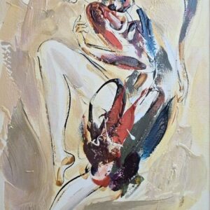 Umetnička slika Plesačica 2 slikar Dušan Rajšić – tehnika akril na platnu – format slike sa ramom 56×41 cm – bez rama 50×35 cm – Cena umetničke slike 15.340 dinara – uz sertifikat – izgled slike bez rama