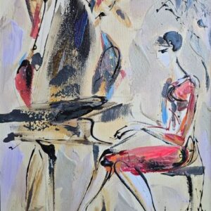 Umetnička slika Trio 3 – slikar Dušan Rajšić – tehnika akril na platnu – format slike sa ramom 56×41 cm – bez rama 50×35 cm – sertifikat o autentičnosti – cena umetničke slike 15.340 dinara – izgled slike bez rama