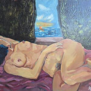 Ženski akt, Duško Trifunović, ulje na platnu, sa 90×70 cm, bez rama (format platna), sertifikat o originalnosti, cena 59.000 dinara – izgled umetničke slike bez rama