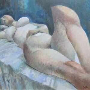 Umetnička slika Sanjarenje 1 – slikar Ljubodrag Janković Jale – tehnika kombinovana, akril na platnu – format slike bez rama 60×73 cm, sa ramom 78×90 cm – godina 2013 – cena umetničke slike 295.000 dinara – sertifikat – izgled slike bez rama