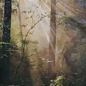 Umetnička slika 222 Days of Light – slikar Predrag Vitezović – tehnika slikanja ulje na medijapanu – luksuzno uramljena – format slike bez rama 125×80 cm, sa ramom 153×108 cm – godina nastanka 2025. – sertifikat – cena umetničke slike 259.600 dinara – izgled slike bez rama