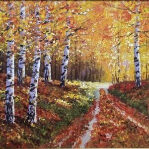 Umetnička slika Breze 1 – slikar Aleksandar Injac – tehnika slikanja ulje na platnu – luksuzno uramljena – format slike bez rama 30×40 cm, sa ramom 47×57 cm – cena umetničke slike 16499 dinara – izgled slike bez rama