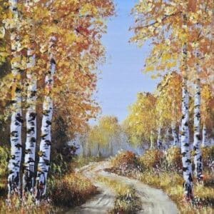 Umetnička slika Breze 2 – slikar Aleksandar Injac – tehnika slikanja ulje na platnu – luksuzno uramljena – format slike bez rama 40×30 cm, sa ramom 57×47 cm – cena umetničke slike 16499 dinara – sertifikat – izgled slike bez rama