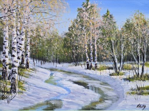 Umetnička slika Breze 3 – slikar Aleksandar Injac – tehnika slikanja ulje na platnu – luksuzno uramljena – format slike bez rama 30×40 cm, sa ramom 49×59 cm – cena umetničke slike 16499 dinara – sertifikat – izgled slike bez rama