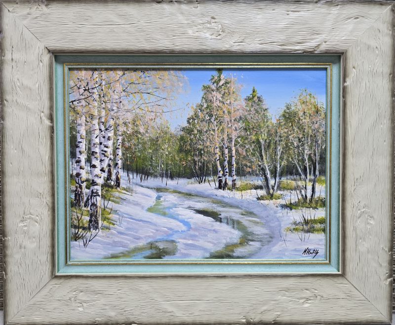 Umetnička slika Breze 3 – slikar Aleksandar Injac – tehnika slikanja ulje na platnu – luksuzno uramljena – format slike bez rama 30×40 cm, sa ramom 49×59 cm – cena umetničke slike 16499 dinara – sertifikat – izgled slike sa ramom