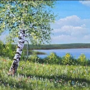 Umetnička slika Breze 4 – slikar Aleksandar Injac – tehnika slikanja ulje na platnu – luksuzno uramljena – format slike bez rama 30×40 cm, sa ramom 46×56 cm – cena umetničke slike 16499 dinara – sertifikat – izgled slike bez rama