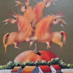 Umetnička slika slikar Janoš Mešaroš Rodilo je rodilo II – tehnika slikanja: kombinovana pastel-ulje tehnika – format slike sa ramom 66×56 cm – bez rama 50×40 cm – Cena umetničke slike: 70.800 dinara – luksuzno uramljena i sa sertifikatom autentičnosti – prikaz izgleda slike bez rama