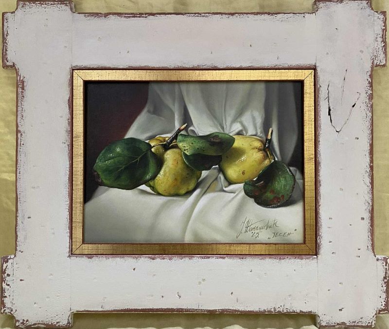 Umetnička slika Jesen slikar Jovica Tomašević - tehnika ulje na platnu kaširano na šperu - format slike sa ramom 44x52 cm - bez rama 23x31 cm - Cena umetničke slike 27140 dinara - izgled slike sa ramom