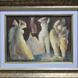 Umetnička slika Skrivene 2 slikar Ljubodrag Janković Jale - tehnika kombinovana tehnika na kartonu - format slike sa ramom 38x48 cm - bez rama 25x35 cm - Cena umetničke slike 64900 dinara - izgled slike sa ramom