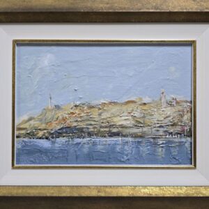 Umetnička slika Beograd 2 slikar Miodrag Mijo Elezović - tehnika ulje na lesonitu - format slike sa ramom 32x41 cm - bez rama 20x29 cm - Cena umetničke slike 11800 dinara - izgled slike sa ramom