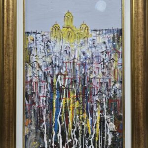 Umetnička slika Beograd 3 slikar Miodrag Mijo Elezović - tehnika ulje na lesonitu - format slike sa ramom 52x35 cm - bez rama 41x24 cm - Cena umetničke slike 21240 dinara - izgled slike sa ramom