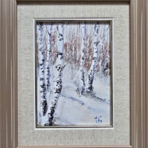 Umetnička slika Breze 2 slikar Dragan Tasić - tehnika akril na lesonitu - format slike sa ramom 28x23 cm - bez rama 17x13 cm - Cena umetničke slike 6490 dinara - izgled slike sa ramom