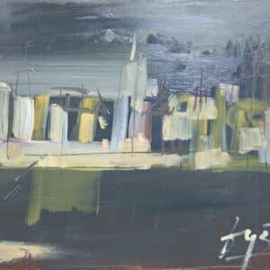 Umetnička slika Grad slikar Dušan Mikonjić - tehnika ulje na platnu - format slike sa ramom — - bez rama 40x50 cm - Cena umetničke slike 23600 dinara - izgled slike bez rama