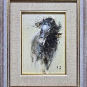 Umetnička slika Konji 1 slikar Dragan Tasić - tehnika akril na lesonitu - format slike sa ramom 28x23 cm - bez rama 17x13 cm - Cena umetničke slike 6490 dinara - izgled slike sa ramom