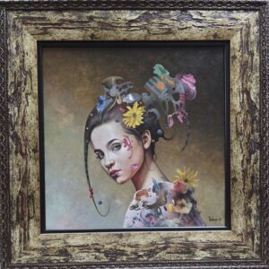 Umetnička slika MEMENTO MORI slikar Dragan Ilić Di Vogo - tehnika akril i ulje na platnu - format slike sa ramom 58x58 cm - bez rama 40x40 cm - Cena umetničke slike 177000 dinara - izgled slike sa ramom