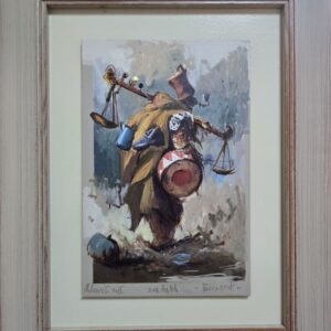 Umetnička slika Povratnik slikar Goran Mitrović - tehnika digitalna kombinovana sa dodatim aplikacijama i islikanim detaljima uljanom bojom (unikat) - format slike sa ramom 52x41 cm - bez rama 32x21 cm - Cena umetničke slike 35400 dinara - izgled slike sa ramom