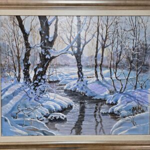 Umetnička slika Sibirski 1 slikar Staniša Stojiljković Nite - tehnika ulje na platnu - format slike sa ramom 101x121 cm - bez rama 80x100 cm - Cena umetničke slike 141600 dinara - izgled slike sa ramom