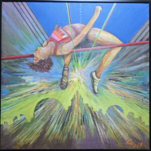 Umetnička slika Skakač slikar Ivan Vanja Milanović - tehnika ulje na platnu - bez rama 100x100 cm - Cena umetničke slike 38940 dinara