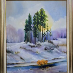 Umetnička slika Šuma slikar Danijela Milovanović - tehnika ulje na platnu - format slike sa ramom 70x60 cm - bez rama 60x50 cm - Cena umetničke slike 23600 dinara - izgled slike sa ramom