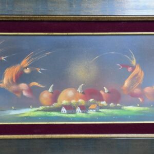 Umetnička slika Vojvodina slikar Janoš Mesaroš - tehnika pastel - format slike sa ramom 62x127 cm - bez rama 35x100 cm - Cena umetničke slike 88500 dinara - izgled slike sa ramom