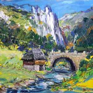 Umetnička slika Zlatiborski pejsaž 2 slikar Đorđe Stanić - tehnika ulje na platnu - format slike sa ramom — - bez rama 90x100 cm - Cena umetničke slike 70800 dinara - izgled slike bez rama