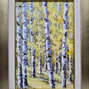 Umetnička slika Breze 4 slikar Dragan Tasić - tehnika akril na platnu kaširano na kartonu - format slike sa ramom 39x29 cm - bez rama 30x20 cm - Cena umetničke slike 8850 dinara - izgled slike sa ramom