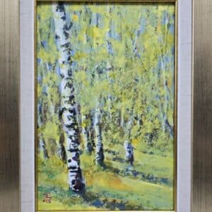 Umetnička slika Breze 5 slikar Dragan Tasić - tehnika akril na platnu kaširano na kartonu - format slike sa ramom 39x29 cm - bez rama 30x20 cm - Cena umetničke slike 8850 dinara - izgled slike sa ramom