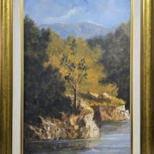 Umetnička slika Crna Gora 5 slikar Milan Lazarević - tehnika ulje na platnu - format slike sa ramom 67x47 cm - bez rama 54x34 cm - Cena umetničke slike 33040 dinara - izgled slike sa ramom