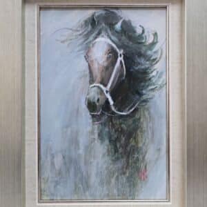 Umetnička slika Konj 14 slikar Dragan Tasić - tehnika akril na platnu kaširano na kartonu - format slike sa ramom 40x30 cm - bez rama 30x20 cm - Cena umetničke slike 8850 dinara - izgled slike sa ramom