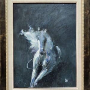 Umetnička slika Konj 24 slikar Dragan Tasić - tehnika akril na platnu kaširano na kartonu - format slike sa ramom 51x41 cm - bez rama 40x30 cm - Cena umetničke slike 11210 dinara - izgled slike sa ramom