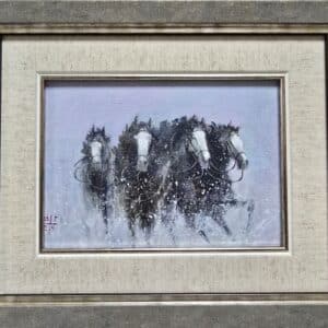 Umetnička slika Konji 7 slikar Dragan Tasić - tehnika akril na lesonitu - format slike sa ramom 23x28 cm - bez rama 13x17 cm - Cena umetničke slike 6490 dinara