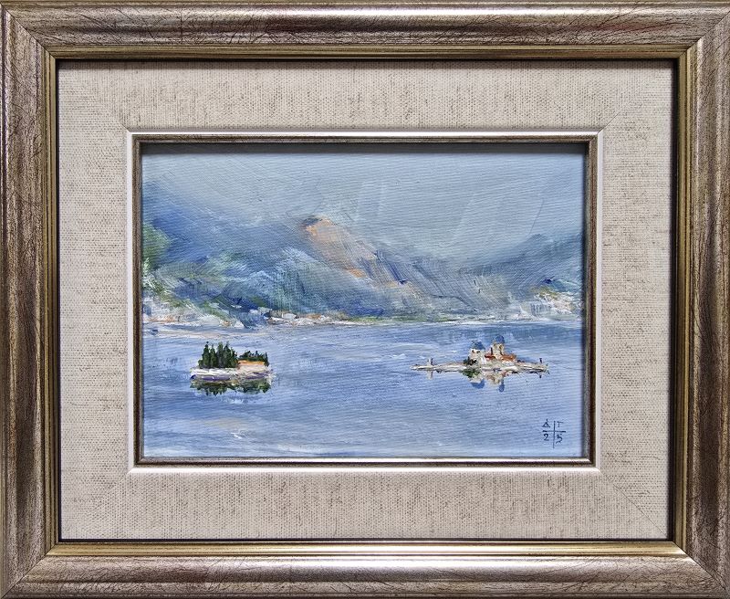 Umetnička slika More 3 slikar Dragan Tasić - tehnika akril na lesonitu - format slike sa ramom 23x28 cm - bez rama 13x17 cm - Cena umetničke slike 6490 dinara - izgled slike sa ramom