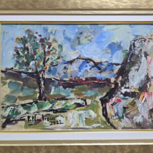 Umetnička slika Pejzaž slikar Vojo Vlahović - tehnika ulje na platnu - format slike sa ramom 48x63 cm - bez rama 35x50 cm - Cena umetničke slike 33040 dinara - izgled slike sa ramom