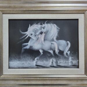 Umetnička slika Crno i belo III slikar Janoš Mesaroš- tehnika pastel - veličina slike bez rama 25x35 cm - sa ramom 44x54 cm - cena umetničke slike 35400 dinara - izgled slike sa ramom