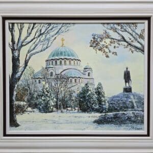Umetnička slika Hram Svetog Save slikar Olja Nikonova- tehnika ulje na platnu - veličina slike bez rama 40x50 cm - sa ramom 55x65 cm - cena umetničke slike 46020 dinara - izgled slike sa ramom