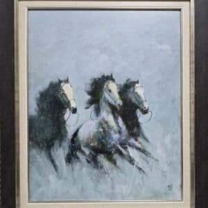 Umetnička slika Konji 28 slikar Dragan Tasić - tehnika akril na platnu kaširano na kartonu - format slike sa ramom 62x52 cm - bez rama 50x40 cm - Cena umetničke slike 14160 dinara - izgled slike sa ramom