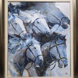 Umetnička slika Konji 33 slikar Dragan Tasić - tehnika akril na platnu kaširano na kartonu - format slike sa ramom 70x60 cm - bez rama 60x50 cm - Cena umetničke slike 17700 dinara - izgled slike sa ramom